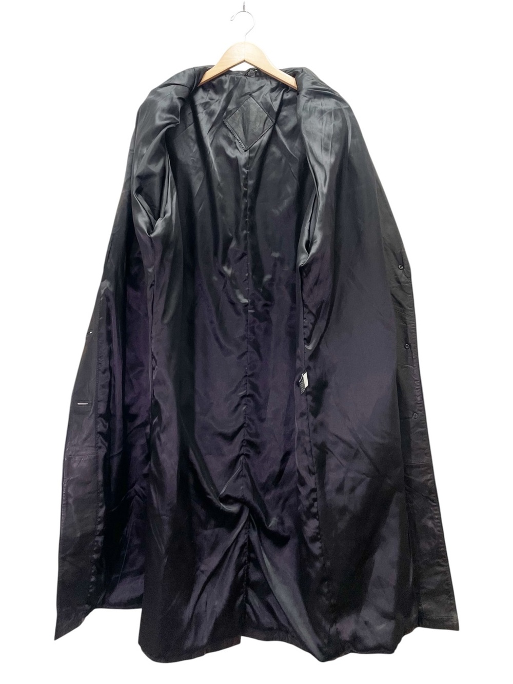 Vintage Jacqueline Ferrar Leather Trench Coat Women’s Large Black Longline 90s - Picture 5 of 12